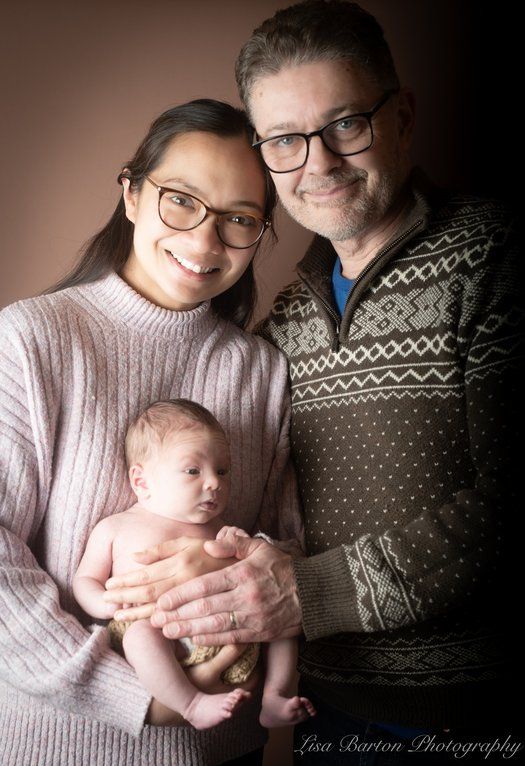 Baby Sebastian with parents born through Manchester Fertility