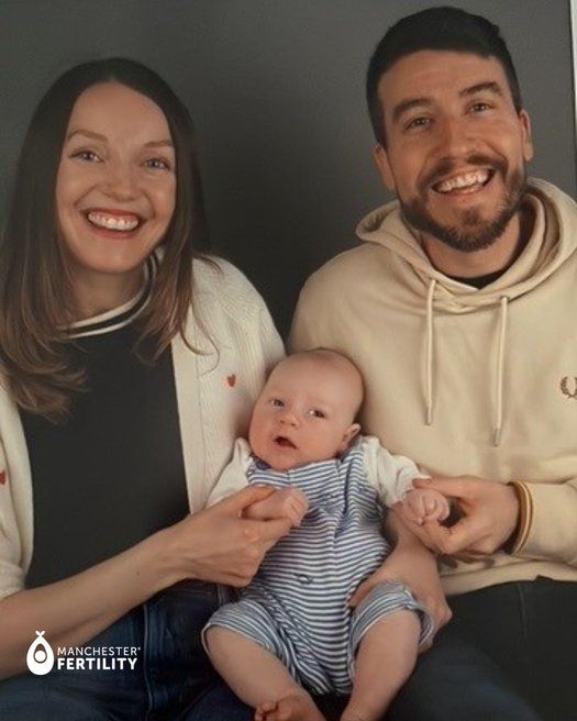 Baby Nico with parents born through IVF at Manchester Fertility