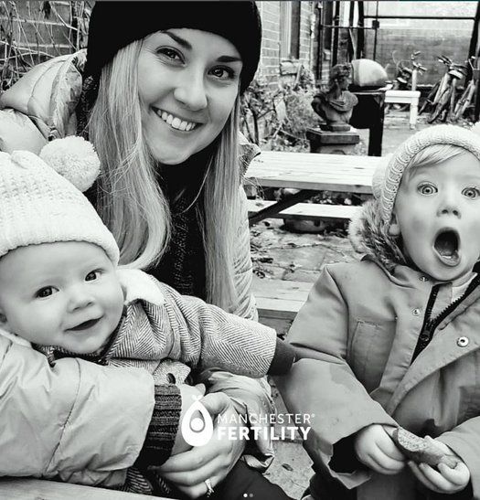 Mummy Kirsty with her two babies