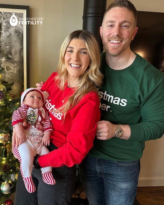 Baby Adeline with parents born through Manchester Fertility