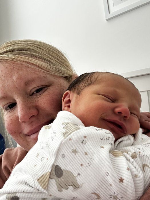 Baby Charlie with his mother